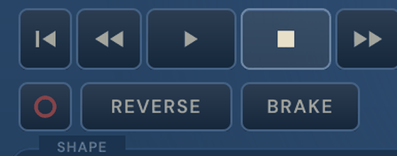 CS-V: the record, reverse and brake buttons